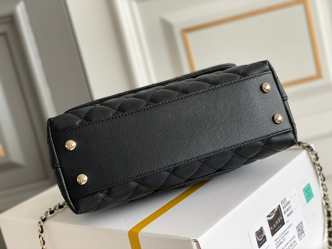 Chanel Coco Handle Black Bag Handle Flap Small/Mini Bag Black - 24x14x10cm