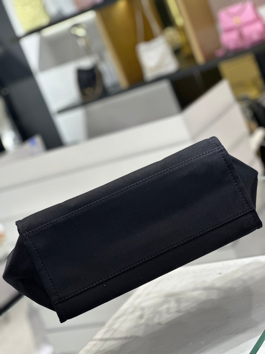 Chanel Natural Canvas and Black Leather Large Pearl Deauville Tote - 30x39x22cm