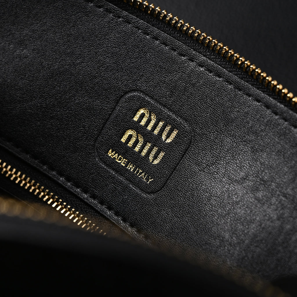 Miu Miu Black Leather Satchel Bag – Medium Structured Tote
